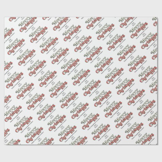 Vrolijk Kerstmis Foto Aangepaste Tekst Rood Candy  Cadeaupapier (Vlak)