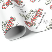 Vrolijk Kerstmis Foto Aangepaste Tekst Rood Candy  Cadeaupapier (Rol Hoek)