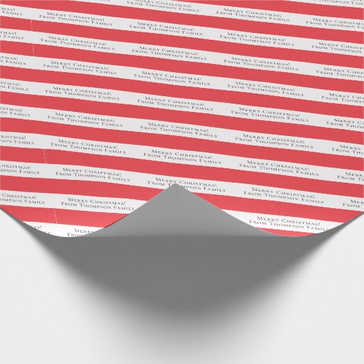 Vrolijk Kerstmis Foto Aangepaste Tekst Rood Candy  Cadeaupapier (Hoek)