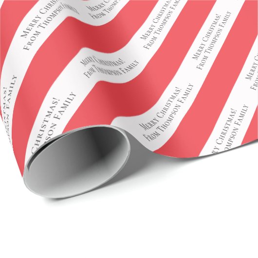 Vrolijk Kerstmis Foto Aangepaste Tekst Rood Candy  Cadeaupapier (Rol Hoek)