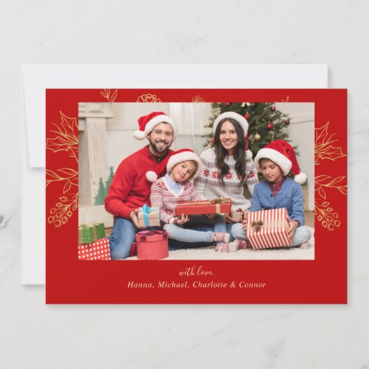 Vrolijk Kerstmis Foto Botanisch Feestdagenkaart (Achterkant)