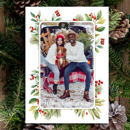 Vrolijk Kerstmis Foto Botanische Holly groen Feestdagenkaart