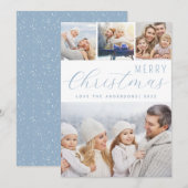Vrolijk Kerstmis Foto Collage Frosty Blue Feestdagenkaart (Voorkant / Achterkant)