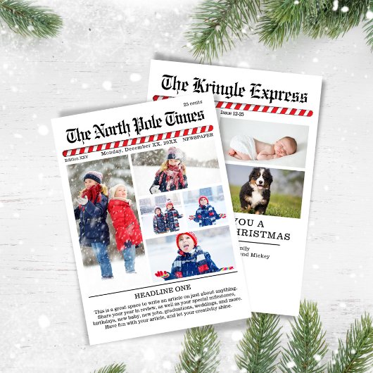Vrolijk Kerstmis Foto Collage Krant Feestdagenkaart