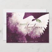 Vrolijk Kerstmis Foto Dove Magenta Green Feestdagenkaart (Voorkant)