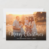Vrolijk Kerstmis foto Elegant Script Winter Scène Feestdagenkaart (Voorkant)