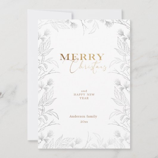 Vrolijk Kerstmis Foto Gouden Kalligrafie Kaart (Voorkant)