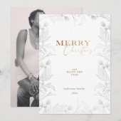 Vrolijk Kerstmis Foto Gouden Kalligrafie Kaart (Voorkant / Achterkant)