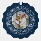 Vrolijk Kerstmis Foto Gouden krans Ornament Kaart (Achterkant)