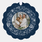 Vrolijk Kerstmis Foto Gouden krans Ornament Kaart (Voorkant)