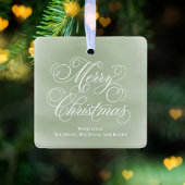 Vrolijk Kerstmis Foto Groen Script Eenvoudig Keramisch Ornament