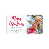 Vrolijk Kerstmis Foto Helder Modern Terugkeeradres Etiket (Voorkant)