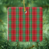 Vrolijk Kerstmis Foto Kalligrafie Rood Groen Plaid Keramisch Ornament