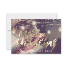 Vrolijk Kerstmis Foto Lichten Marmeren Goud Custom