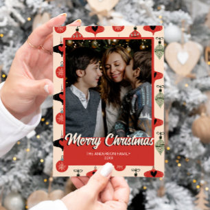 Vrolijk Kerstmis foto midden eeuw modern Feestdagenkaart