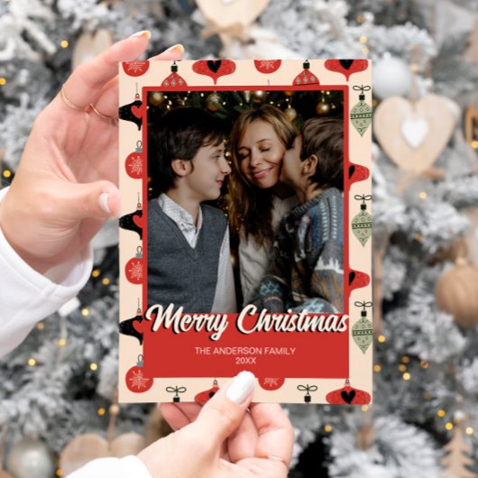 Vrolijk Kerstmis foto midden eeuw modern Feestdagenkaart