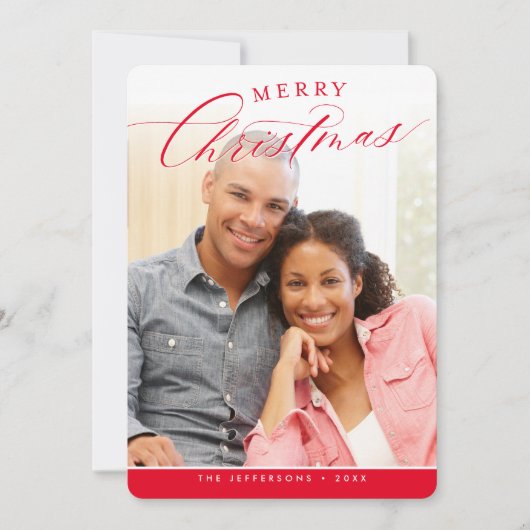 VROLIJK KERSTMIS FOTO modern schattig kalligrafie  Feestdagenkaart (Voorkant)