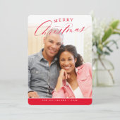 VROLIJK KERSTMIS FOTO modern schattig kalligrafie  Feestdagenkaart (Staand voorkant)