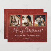 Vrolijk Kerstmis Foto Rode Glitter Feestdagenkaart (Voorkant / Achterkant)