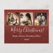 Vrolijk Kerstmis Foto Rode Glitter Feestdagenkaart (Voorkant)