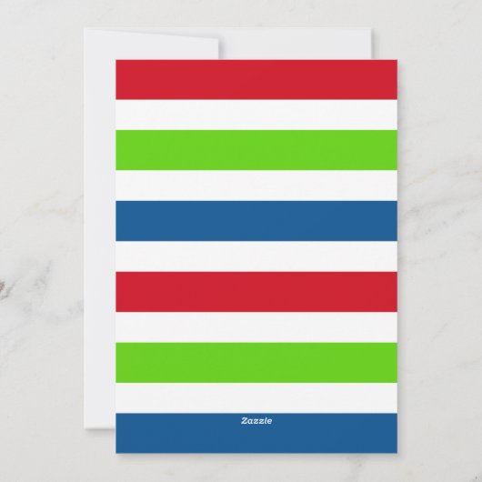 Vrolijk Kerstmis Foto Rood Groen Blauw Streep Eenv Feestdagenkaart (Achterkant)