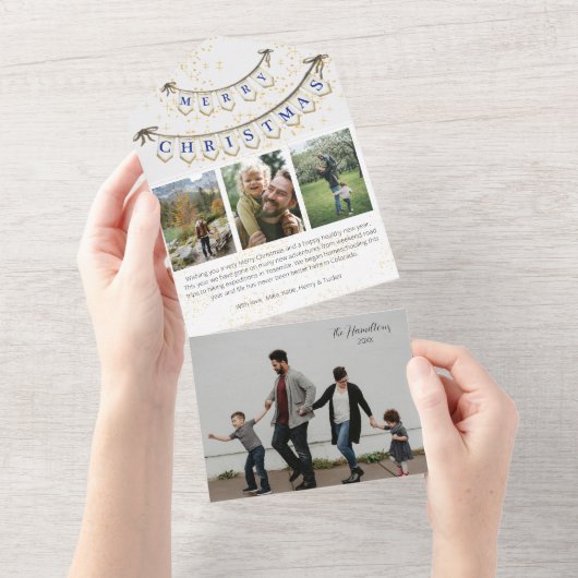 Vrolijk Kerstmis Foto Tri-fold Alles in een Kaart (Afscheurbaar)