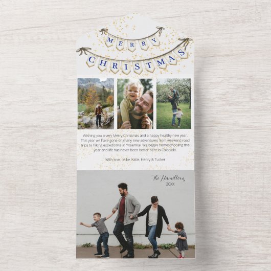 Vrolijk Kerstmis Foto Tri-fold Alles in een Kaart (Binnen)