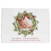 Vrolijk Kerstmis Foto Waterverf Groen krans Groot Cadeauzakje (Achterkant)