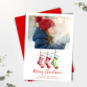 Vrolijk Kerstmis Foto Waterverf Kousen Feestdagenkaart