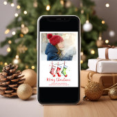 Vrolijk Kerstmis Foto Waterverf Kousen Feestdagenkaart