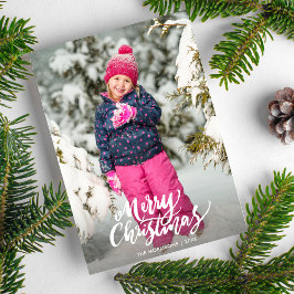 Vrolijk Kerstmis Foto Waterverf Sneeuwvlok Feestdagenkaart