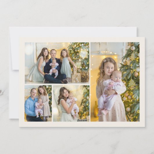 Vrolijk Kerstmis Fotocollage Poinsettias Feestdagenkaart (Achterkant)