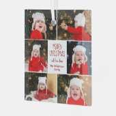 Vrolijk Kerstmis Fotocollage Schattige Gepersonali Glas Ornament (Voorkant links)