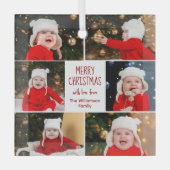 Vrolijk Kerstmis Fotocollage Schattige Gepersonali Glas Ornament (Voorkant)