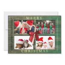 Vrolijk Kerstmis Fotokaart Rustiek Faux Wood Lijst