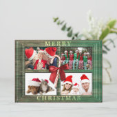 Vrolijk Kerstmis Fotokaart Rustiek Faux Wood Lijst Feestdagenkaart (Staand voorkant)