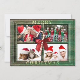 Vrolijk Kerstmis Fotokaart Rustiek Faux Wood Lijst Feestdagenkaart