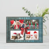 Vrolijk Kerstmis Fotokaart Rustiek Faux Wood Lijst Feestdagenkaart (Staand voorkant)