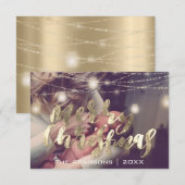 Vrolijk Kerstmis Fotolichten Strings Gouden Douane Kaart (Voorkant / Achterkant)