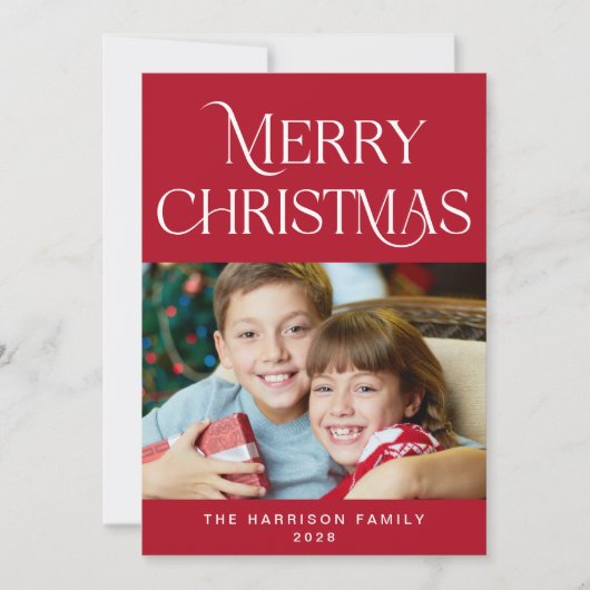 Vrolijk Kerstmis Fotoscript Vakantie Kaart (Voorkant)