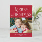 Vrolijk Kerstmis Fotoscript Vakantie Kaart (Staand voorkant)