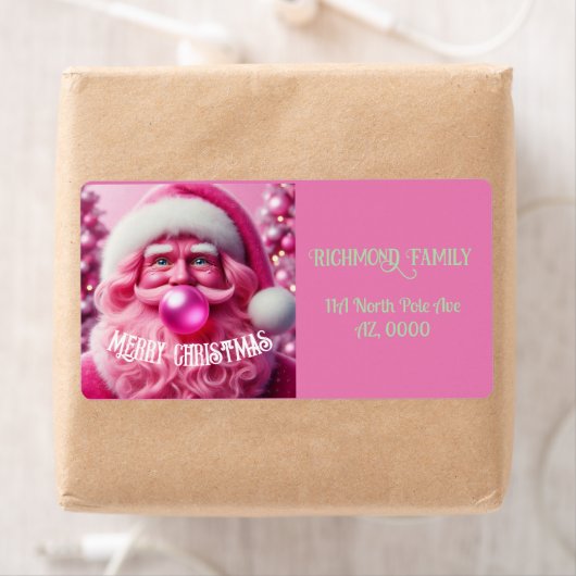 Vrolijk Kerstmis Gay Retro Roze Bubble Gum | Custo Etiket (Insitu)