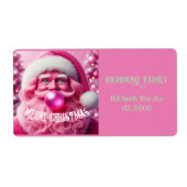 Vrolijk Kerstmis Gay Retro Roze Bubble Gum | Custo Etiket (Voorkant)