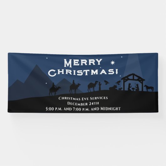 Vrolijk Kerstmis Geboorte Banner (Horizontaal)