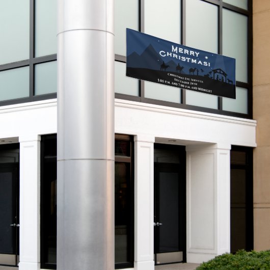 Vrolijk Kerstmis Geboorte Banner (Buitenkant Gebouw)