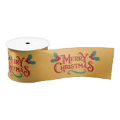 Vrolijk Kerstmis Gedrukt Satin Ribbon Roll Satijnen Lint (Spoel)