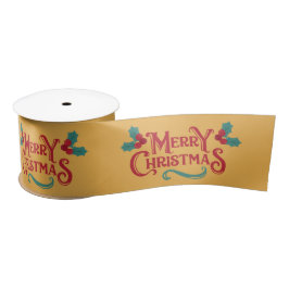 Vrolijk Kerstmis Gedrukt Satin Ribbon Roll Satijnen Lint