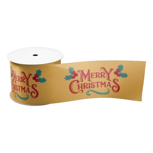Vrolijk Kerstmis Gedrukt Satin Ribbon Roll Satijnen Lint (Spoel)