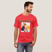 Vrolijk Kerstmis Gedrukt Wens Elegant Knap Cool T-shirt (Voorkant volledig)
