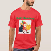 Vrolijk Kerstmis Gedrukt Wens Elegant Knap Cool T-shirt (Voorkant)